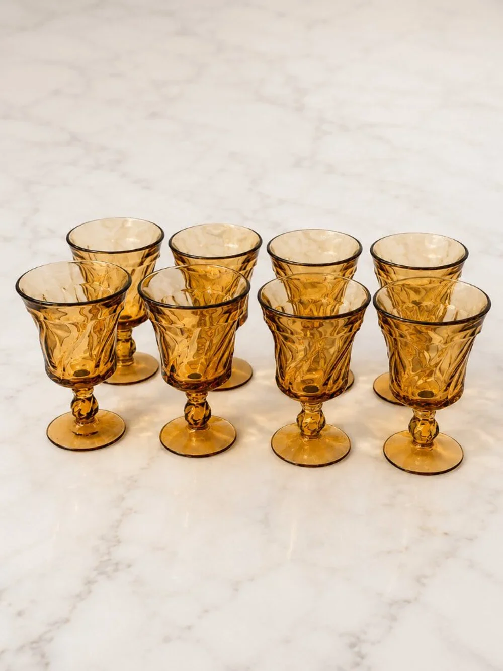 8  Fostoria Jamestown Amber VTG 1970’s Goblets water glasses, tea glasses